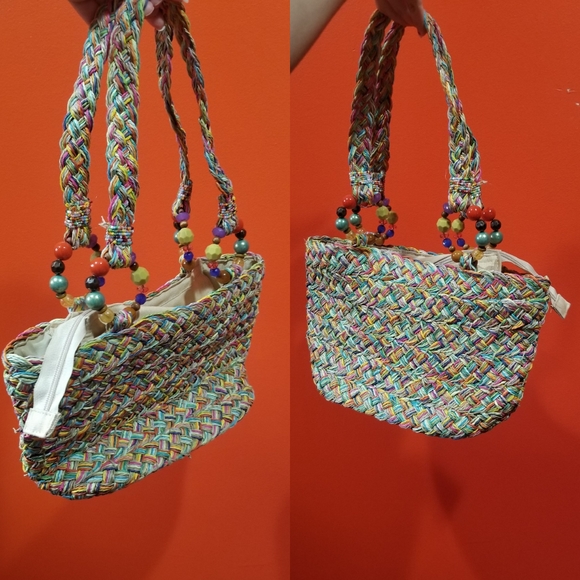 Cappelli Straworld Handbags - Cappelli Straworld Rainbow Beaded Handbag